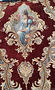 G58-10 BORDEAUX DECORATIVE FABRIC WITH LADY PATTERN